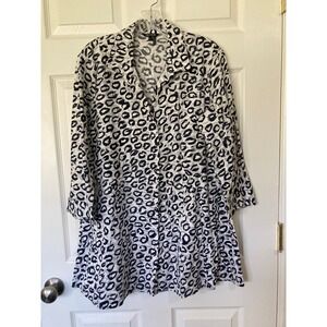NIC+ZOE Tunic Shirt Navy Leopard Large